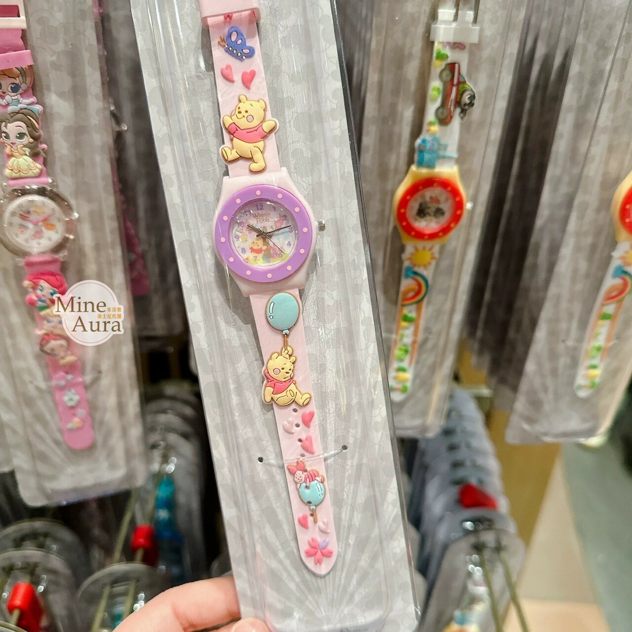 小熊維尼 Winnie the Pooh 藍色氣球 圖案 錶帶 兒童 手錶 -上海迪士尼樂園