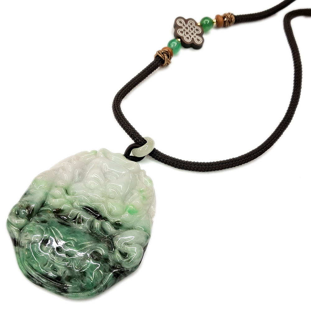 達摩祖師{花青三色}玉珮 中國結項鍊【十方】137024