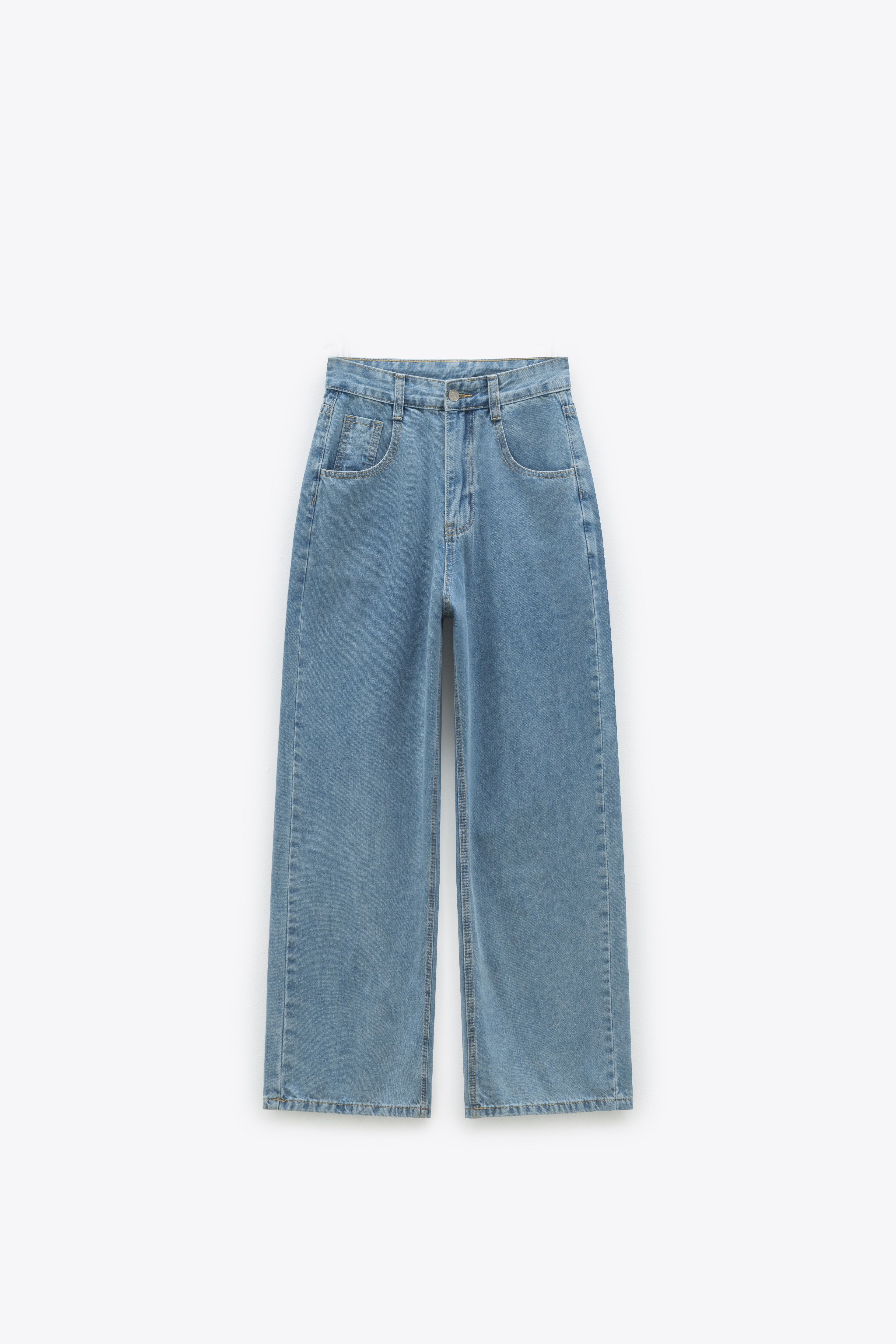 直筒高腰牛仔褲