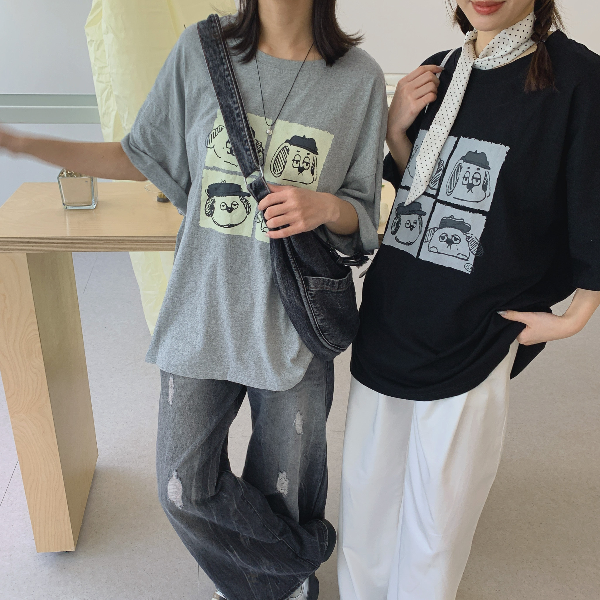 ISA_【ISA MADE】四格小漫畫狗狗club塗鴉TEE_53021