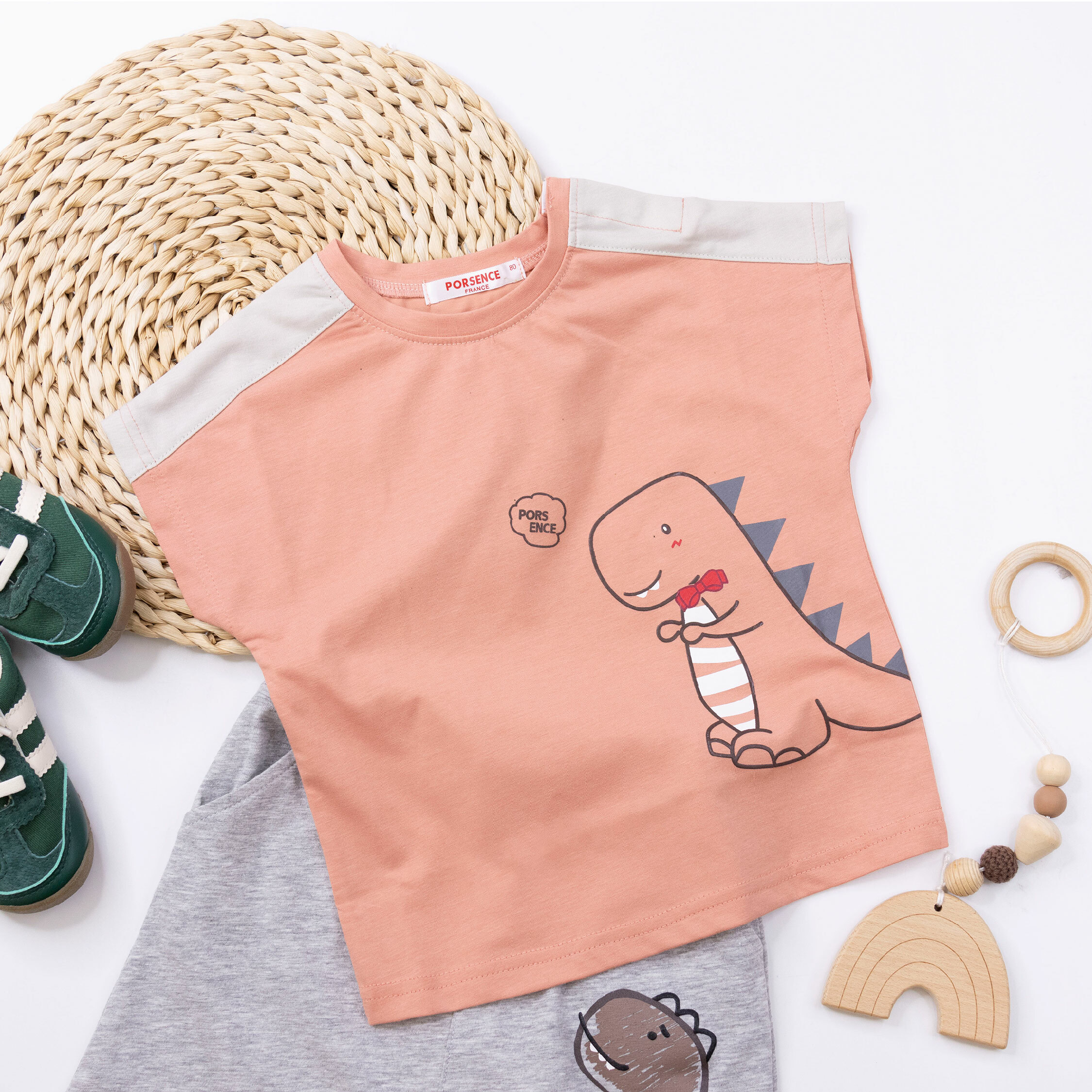 波紳士【12037】紳士靦腆小恐龍上衣