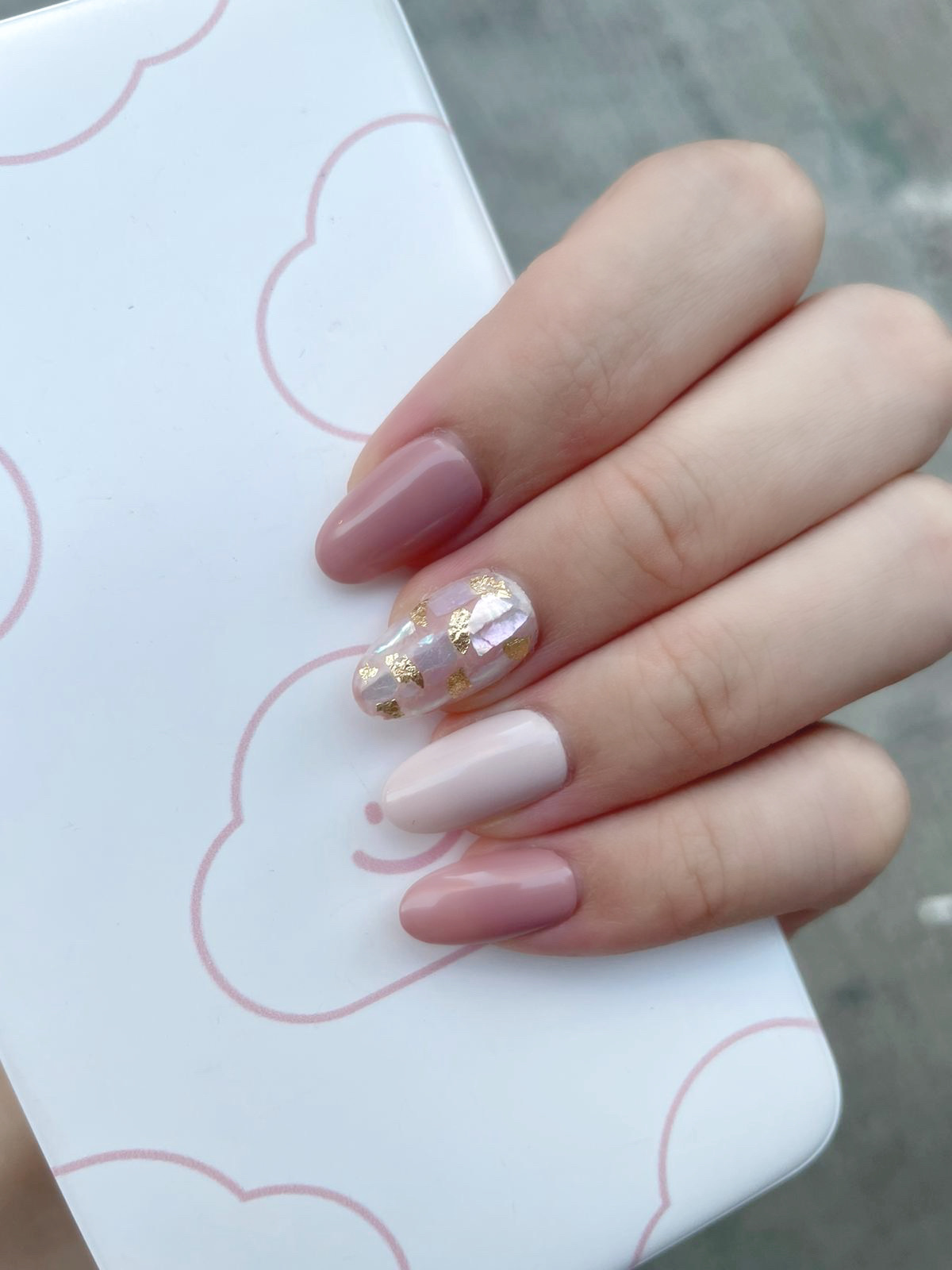 baby:nail ︳Pink Series。Ｍarble Pattern。Hand Drawn