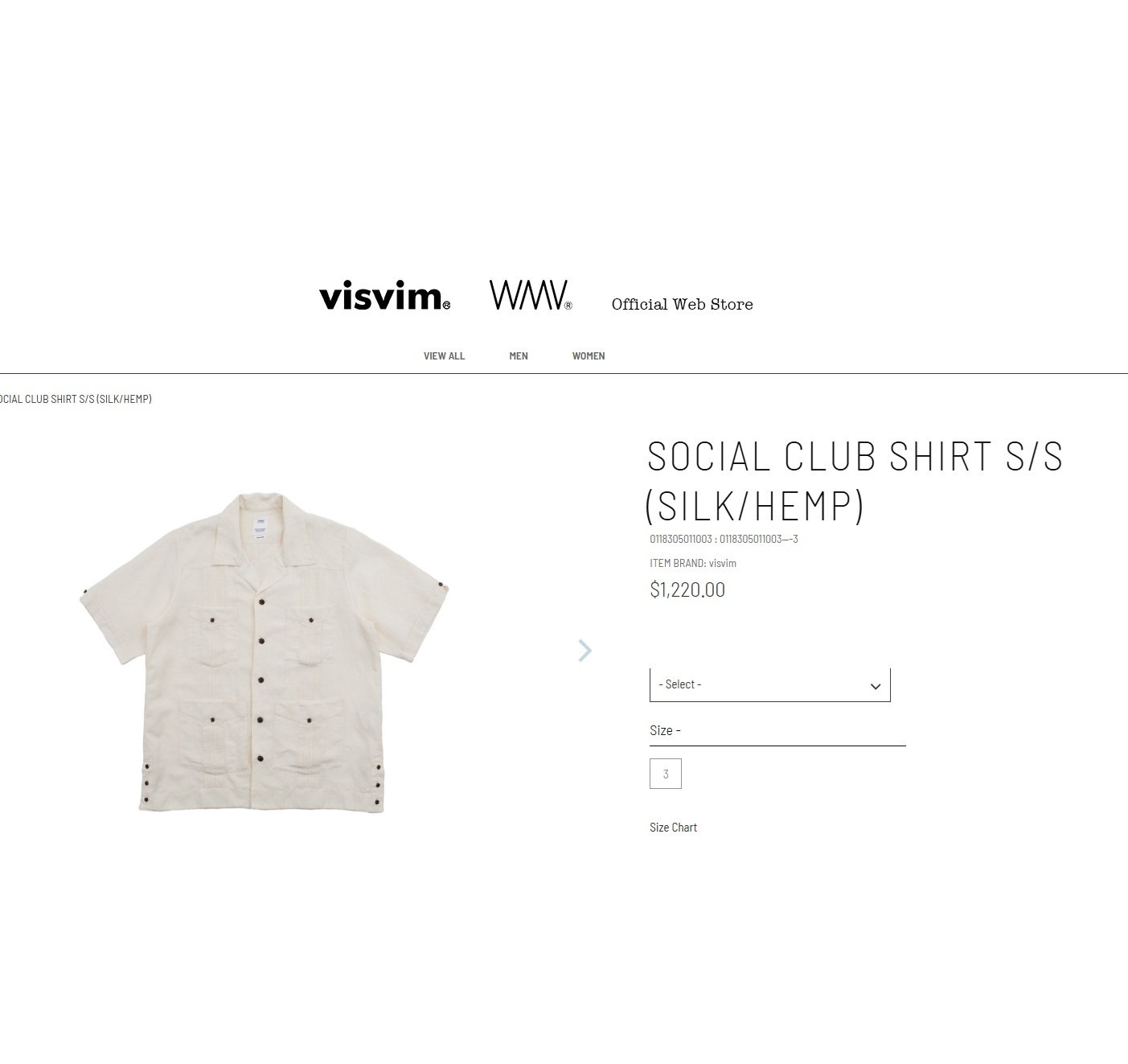 VISVIM SOCIAL CLUB SHIRT S/S (SILK/HEMP) - SIZE 1 PRE ORDER ITEM (預訂中)