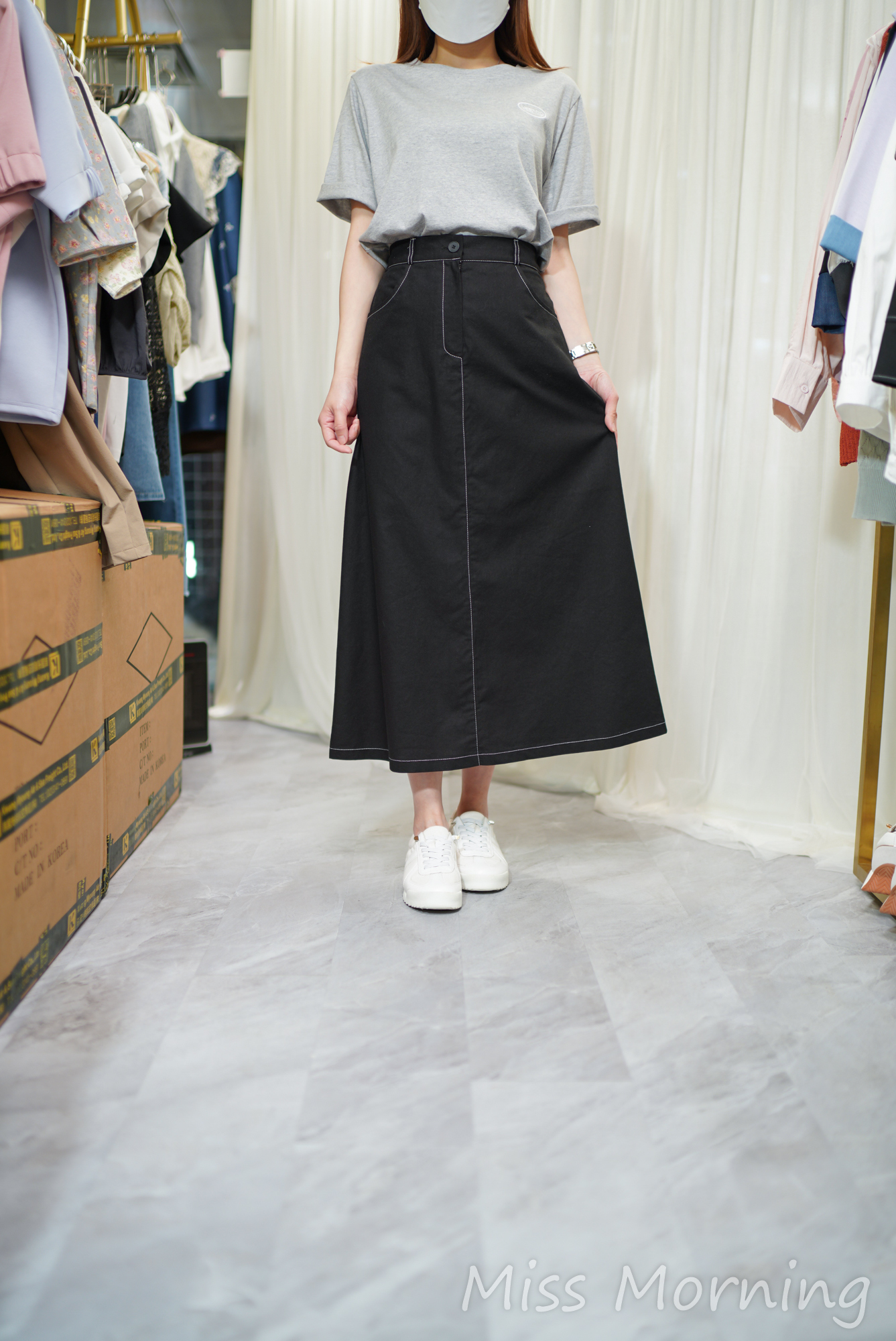 好襯刺繡tee(14469)&明線顯瘦傘裙(33902)