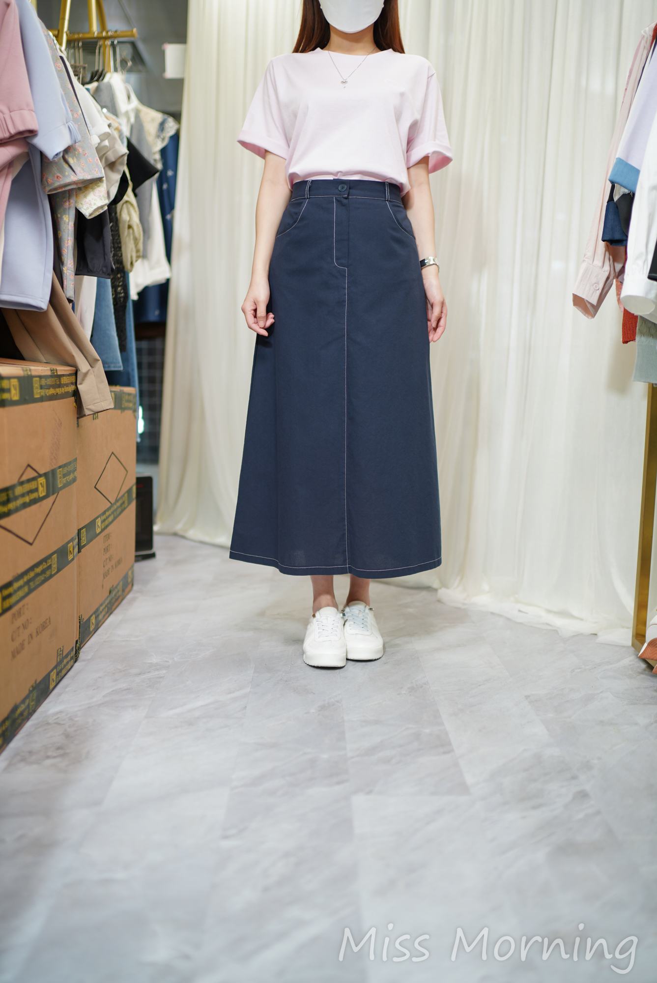 好襯刺繡tee(14469)&明線顯瘦傘裙(33902)