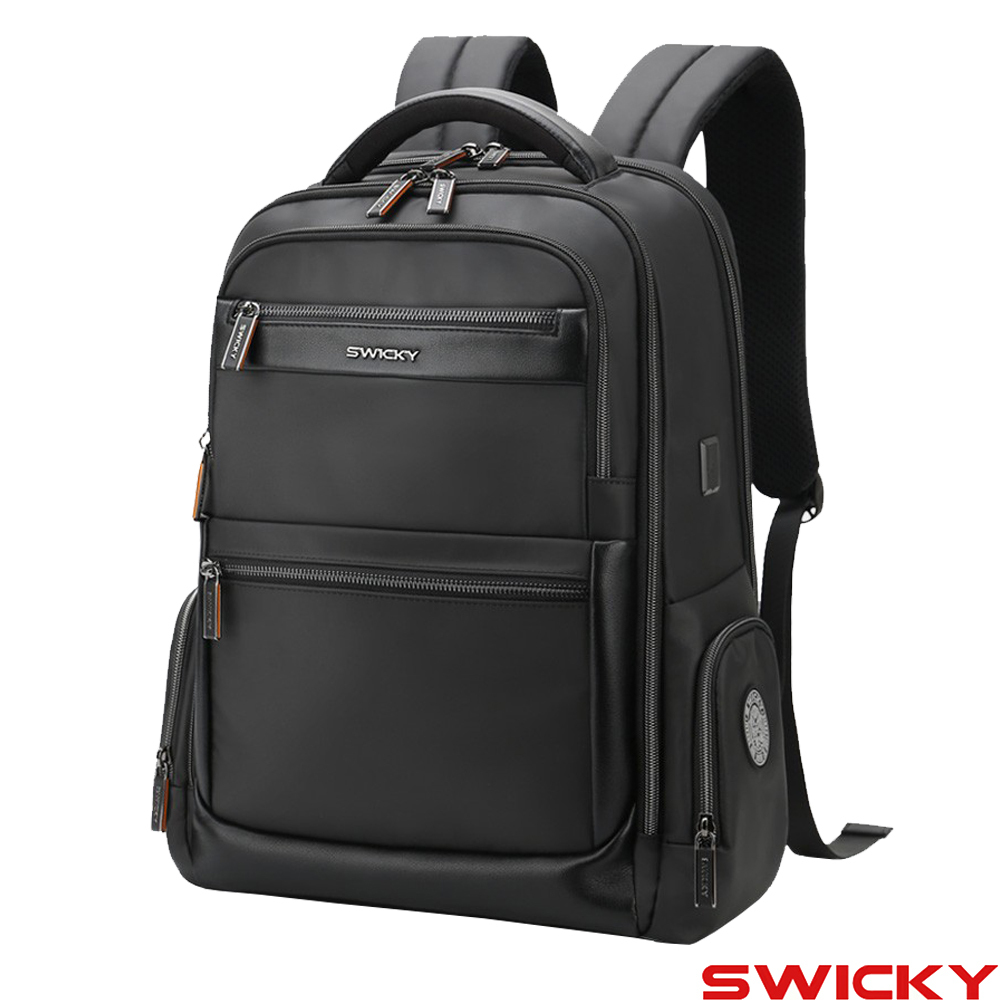 【SWICKY】 輕奢商務多功能後背包/電腦後背包(黑)