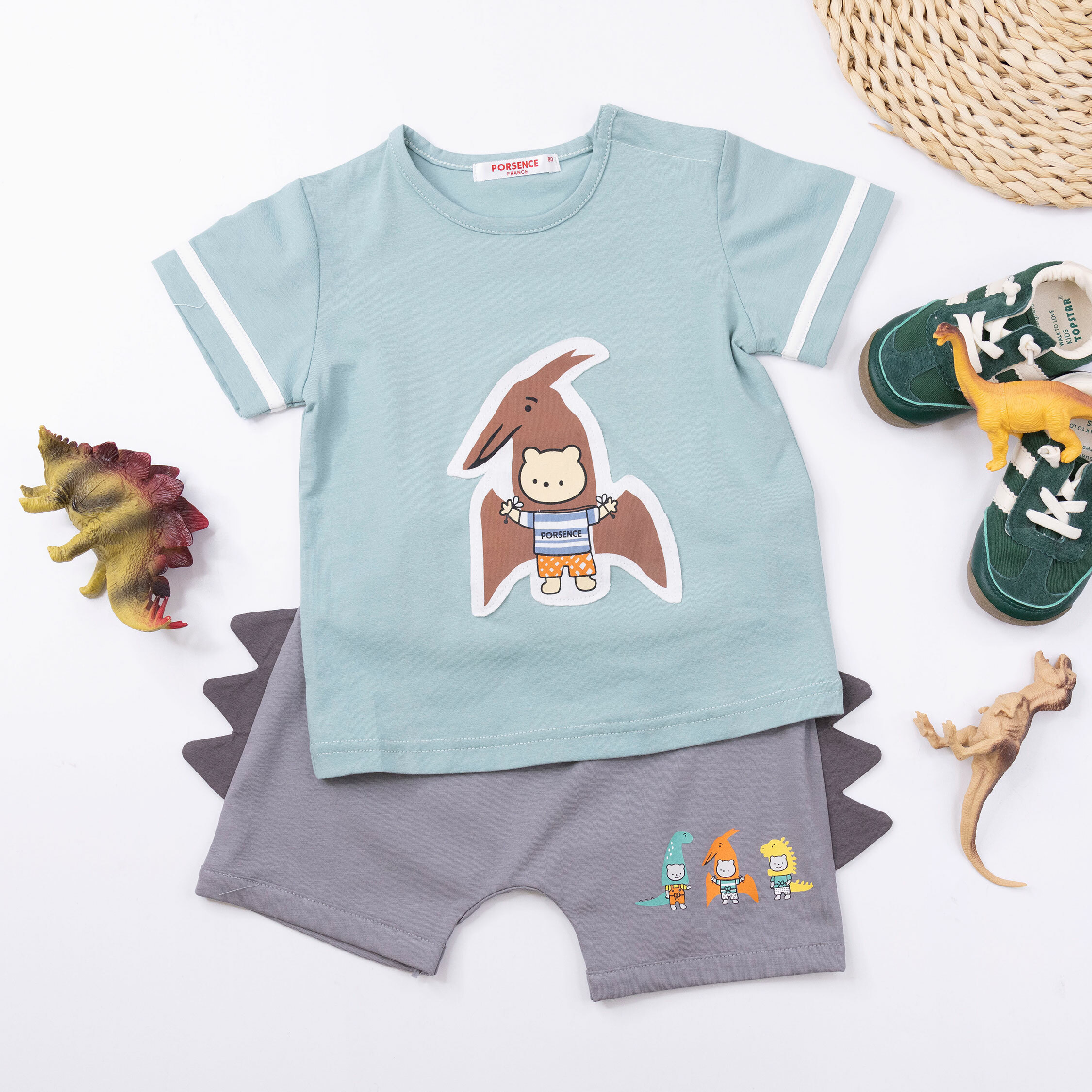 波紳士【12038】熊熊扮演恐龍布貼上衣＊二色