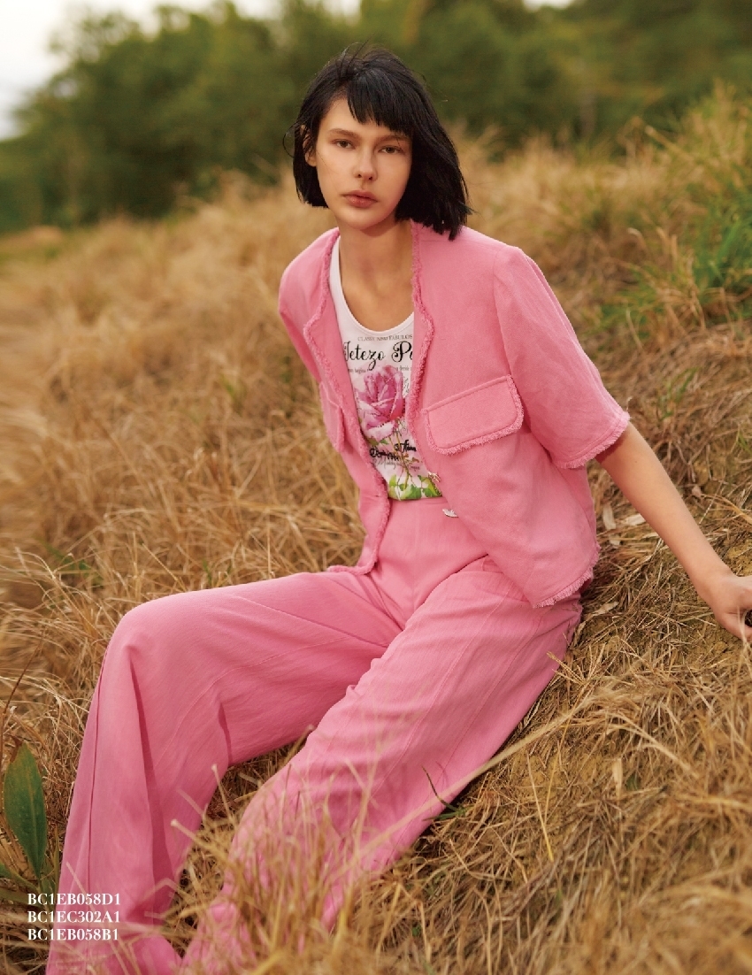 BC1EB058D1 法國玫瑰短版短袖外套