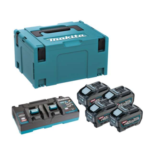 "MAKITA"牧田牌 電池包套裝 (40V鋰電池5.0AHx4+快速充電器(雙座)x1+連結箱#3) -[191U48-0]