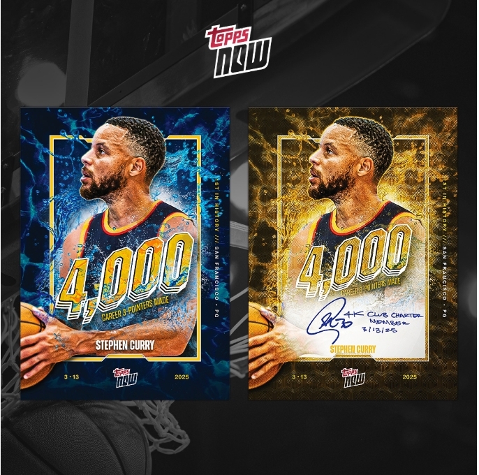 Stephen Curry 4000顆三分球 歷史紀念卡 2025 Topps NOW®