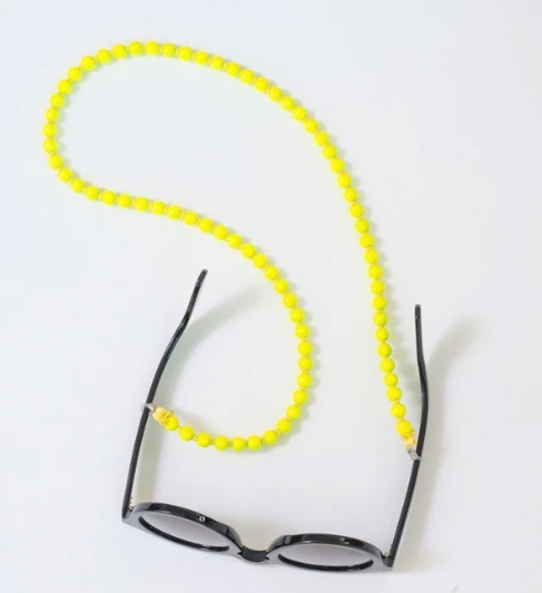 ina.seifart  hand made natural  non-toxic fluorescent yellow wooden bead  glasses chain