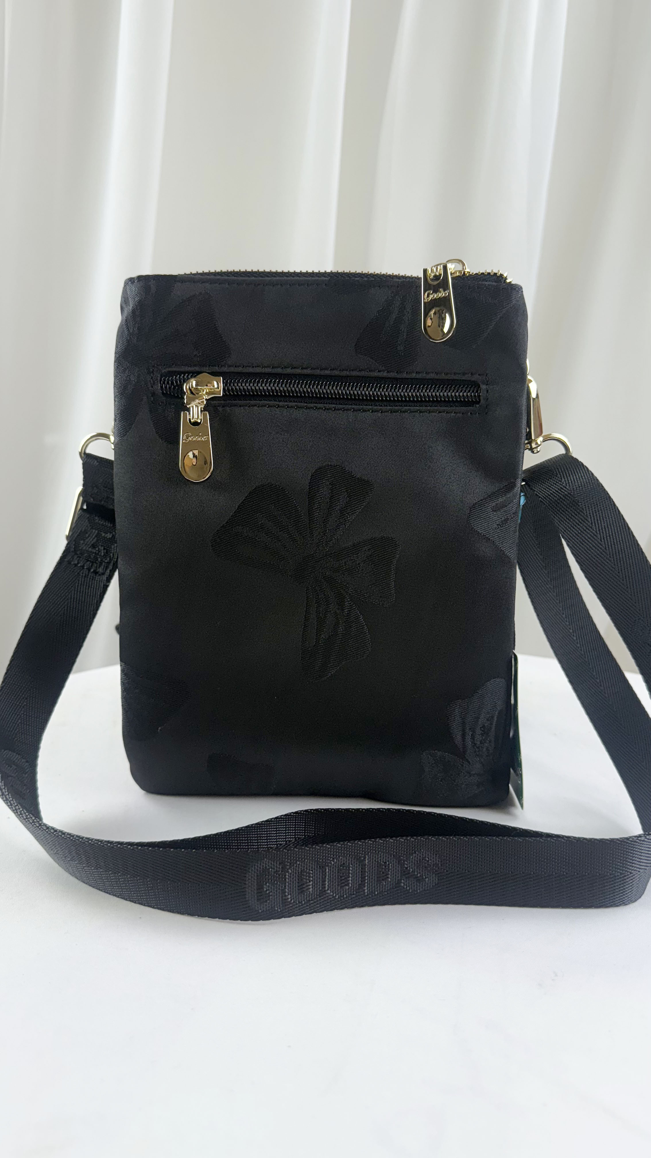 GOODS 蝴蝶拼接黑雙層手機側背包 #2505-1