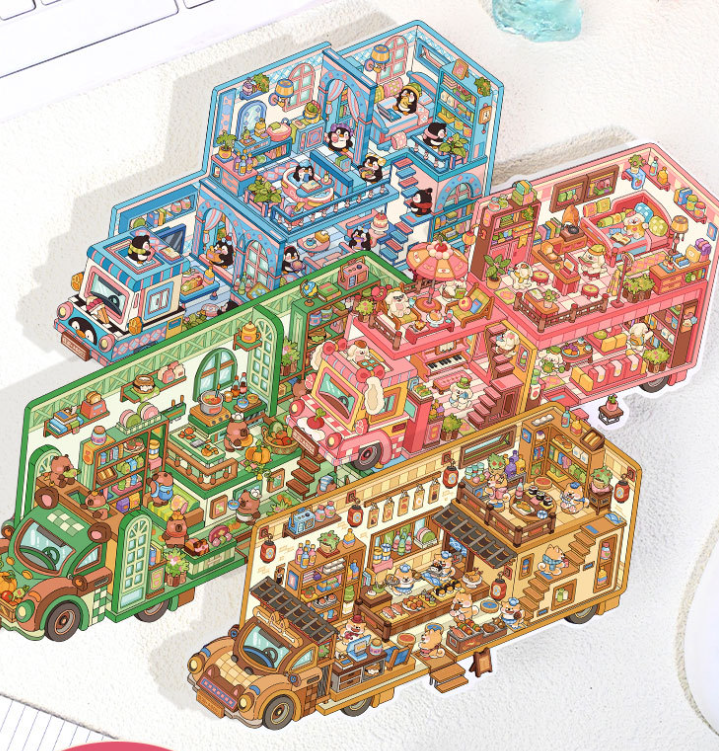 3D立体微缩场景贴纸 房车系列  70-73