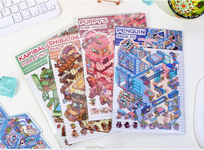 3D立体微缩场景贴纸 房车系列  70-73