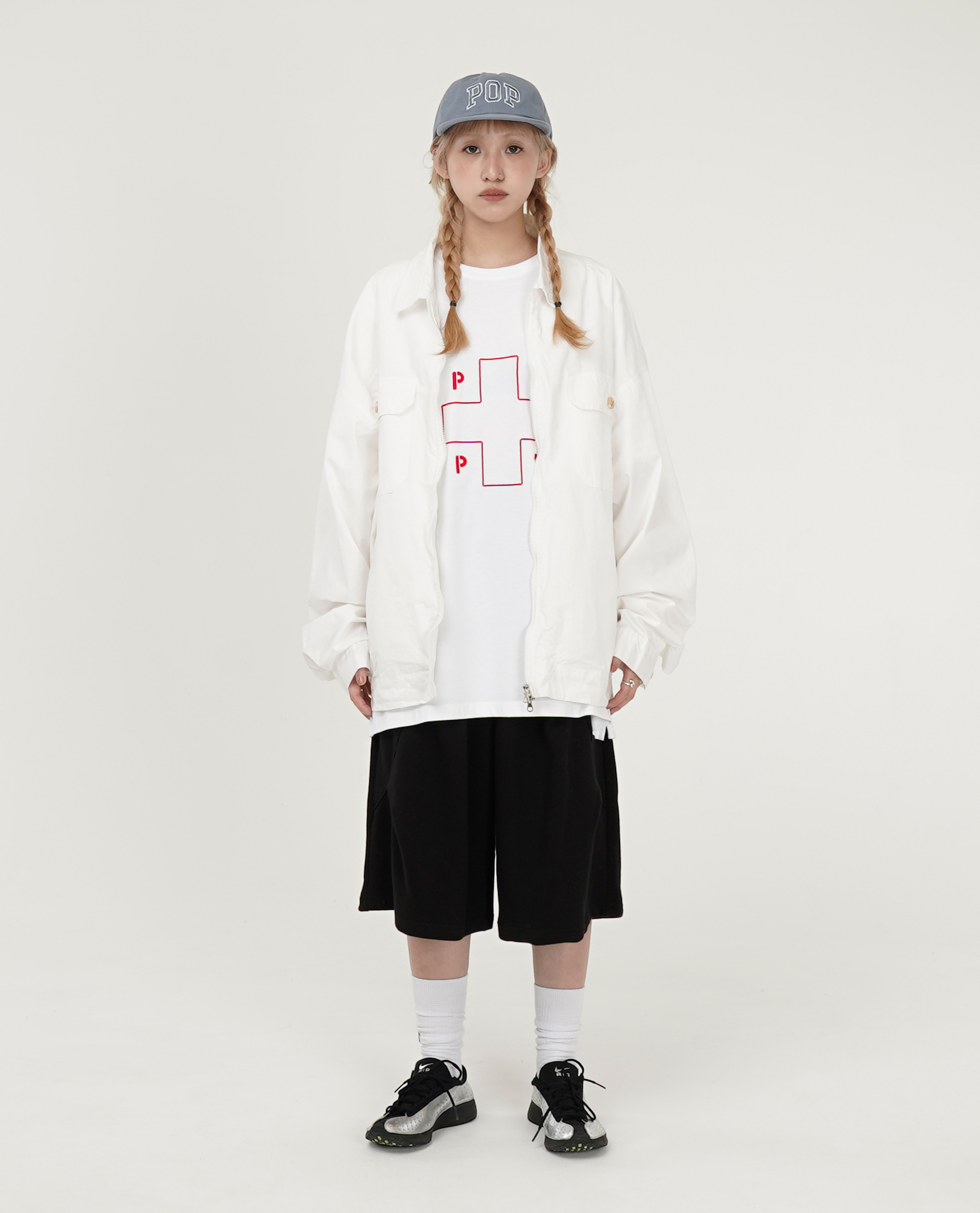 膝下側摺短棉褲