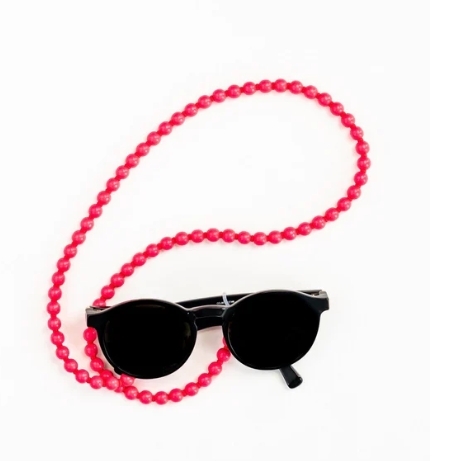 ina.seifart  hand made natural  non-toxic neon-pink wooden bead  glasses chain