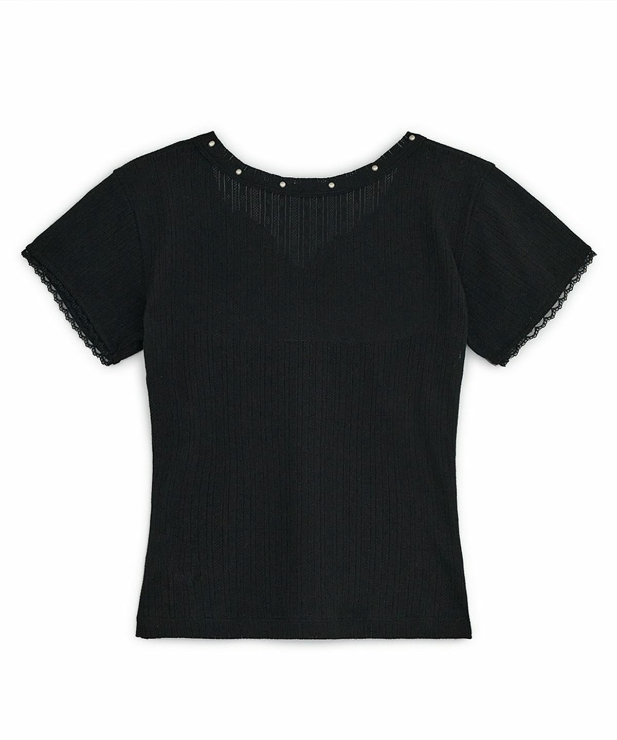 【hug your skin】韓国人気★ Lace Studded Top HUG YOUR SKIN) Lace studded top - 3col