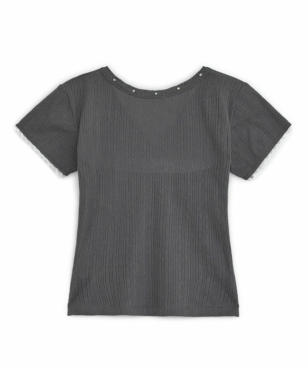 【hug your skin】韓国人気★ Lace Studded Top HUG YOUR SKIN) Lace studded top - 3col
