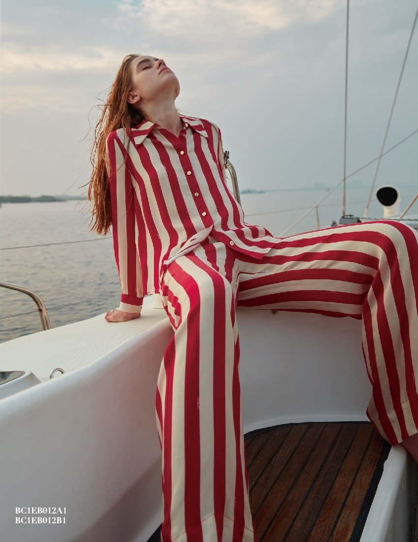 BC1EB012A1 濱海風情摩登都會紅條紋襯衫
