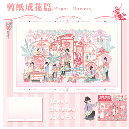 3D立体微缩场景贴纸 复古系列  78-81