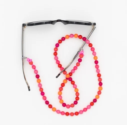 ina.seifart German hand made natural  non-toxic pinkmix wooden bead  glasses chain