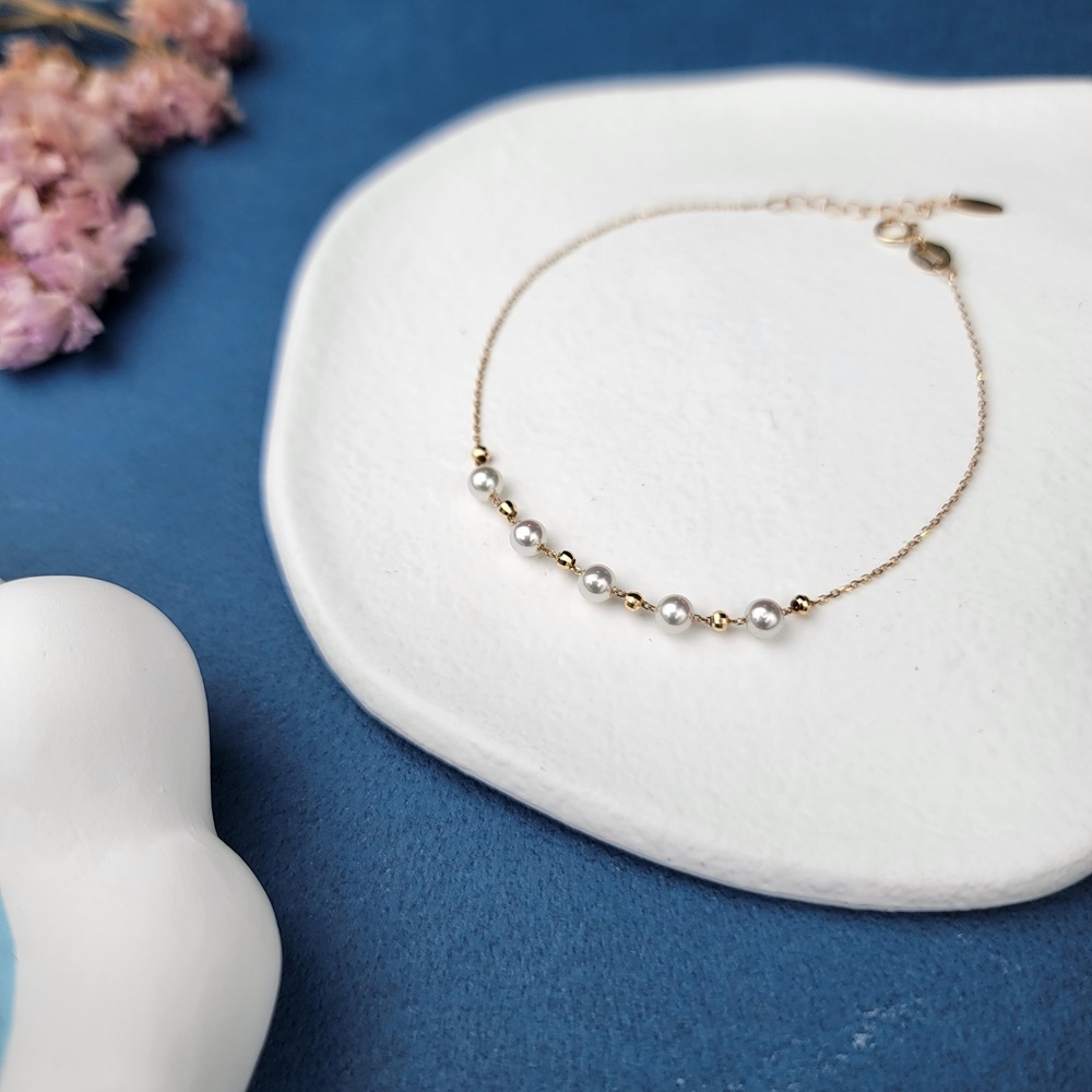 【me.luxe】K18珍珠金球點點手鍊