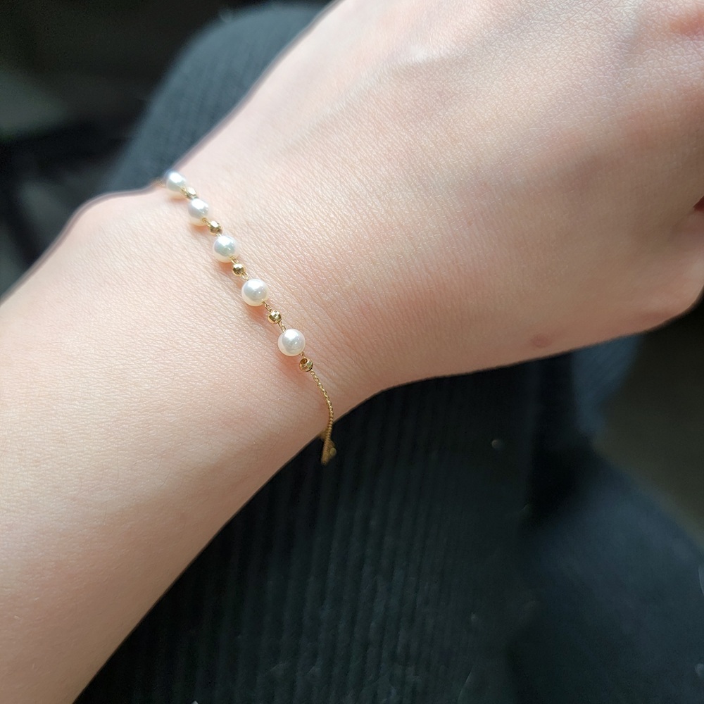 【me.luxe】K18珍珠金球點點手鍊