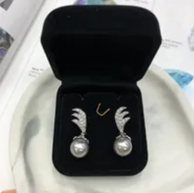 [S] GEMZ & CO RCS EARRINGS 10M,LIGHT GREY PEARL, EA-108 (Z197)