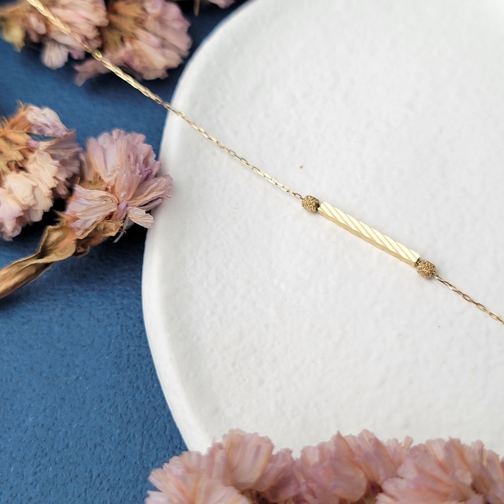 【me.luxe】K18滑動平衡木金球手鍊