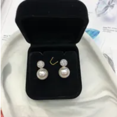 [S] GEMZ & CO RCS EARRINGS 10M,CRYSTAL BALL WHITE PEARL, EA-118 (Z204)