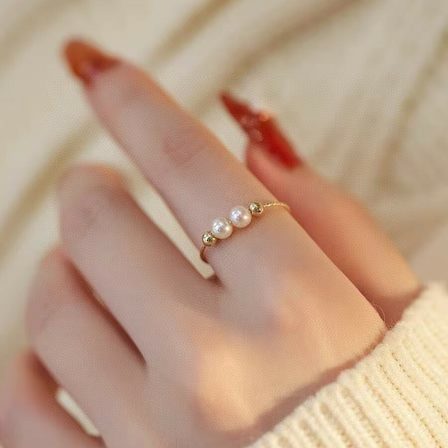 【me.luxe】K18珍珠金球雙重奏戒指