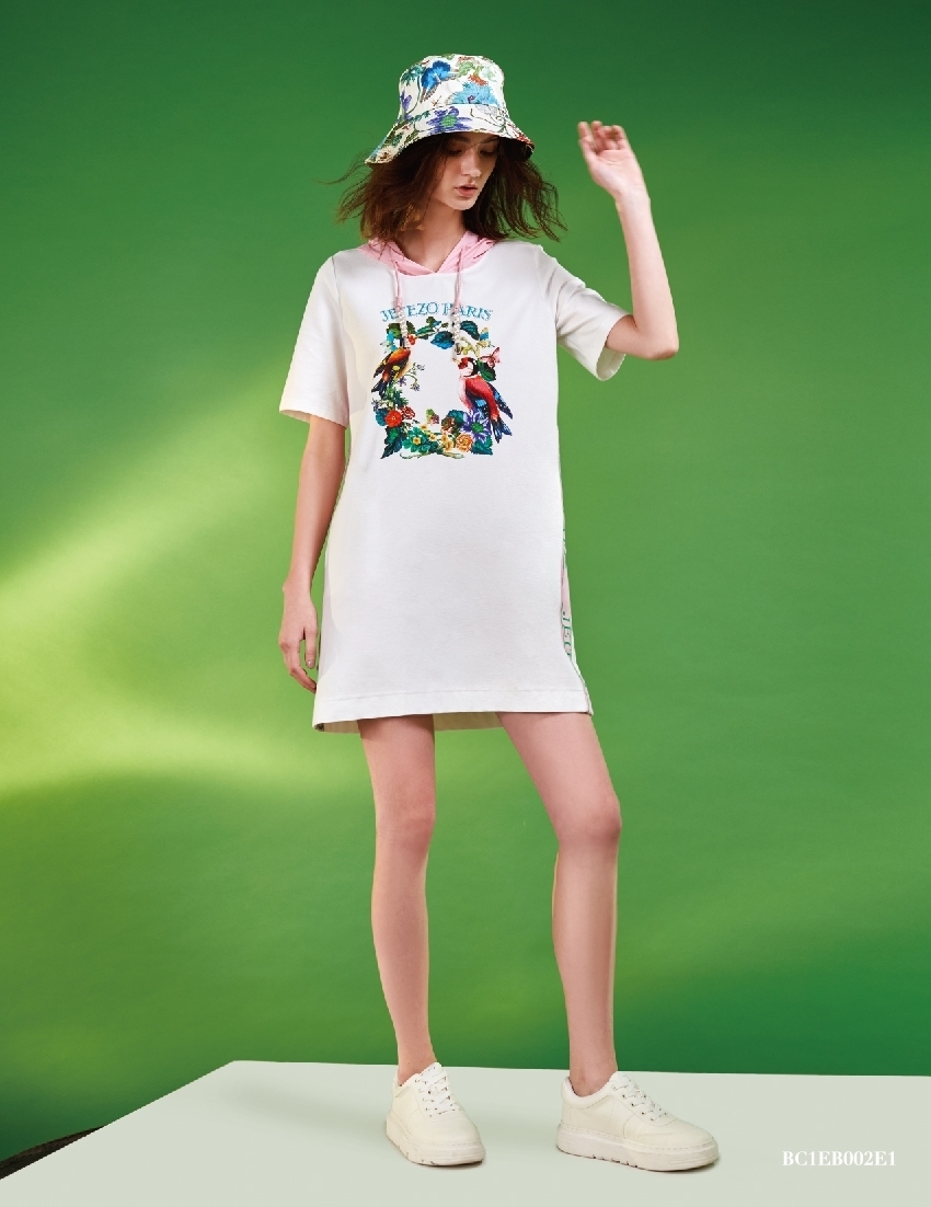 BC1EB002E1 濱海風情鳥語花香天然棉洋裝
