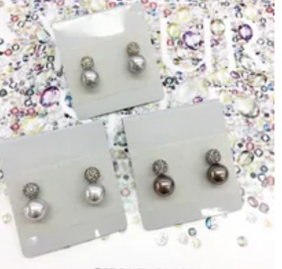 [S] GEMZ & CO RCS EARRING 10M,BLACK DIAMOND BALL BROWN PEARL, EA-131 (Z224)