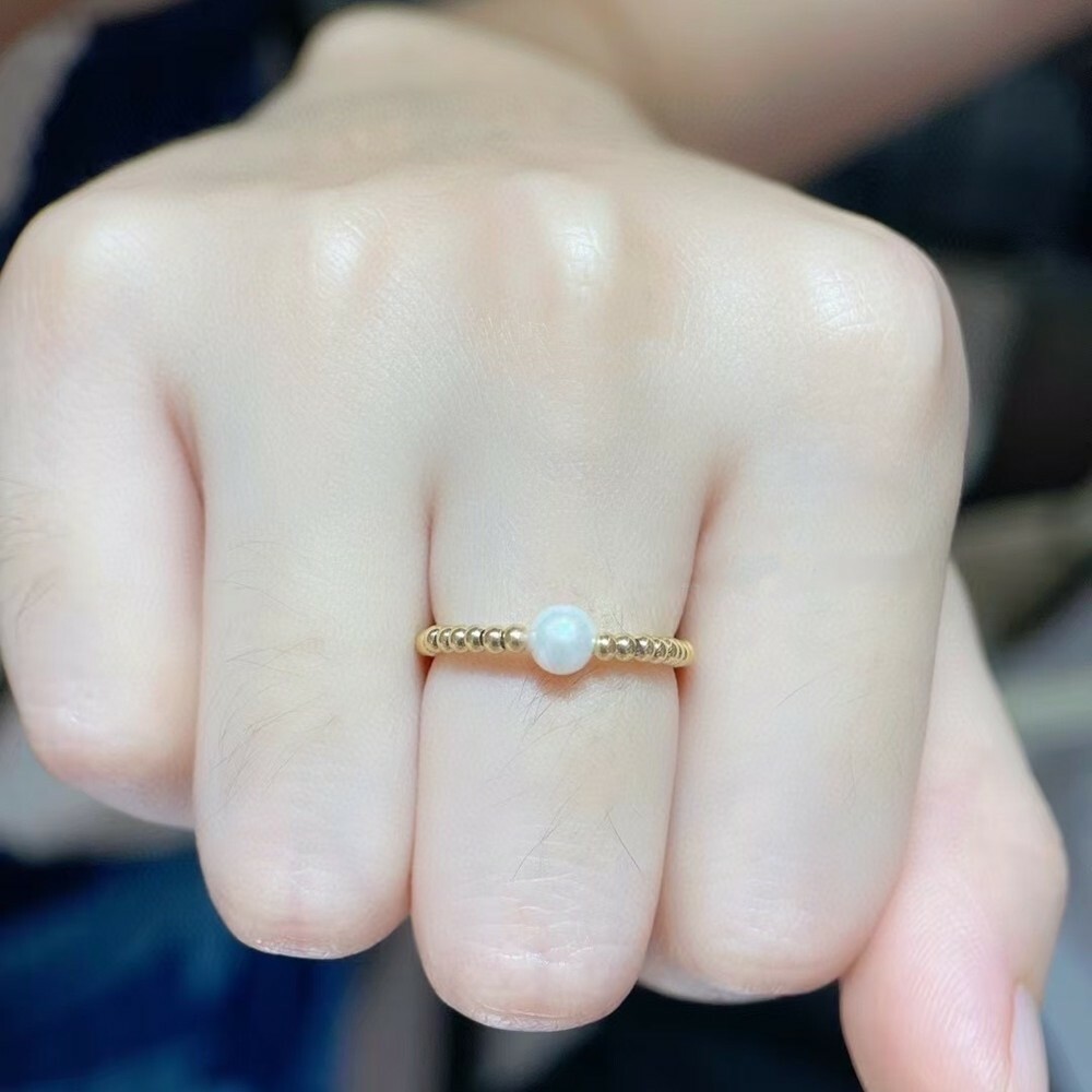 【me.luxe】K18珍珠金球點點戒