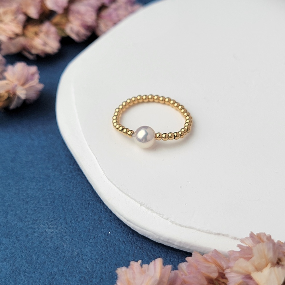 【me.luxe】K18珍珠金球點點戒