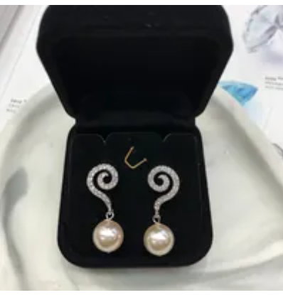 [S] GEMZ & CO RCS EARRINGS 10M,CREAMROSE PEARL, EA-104 (Z227)