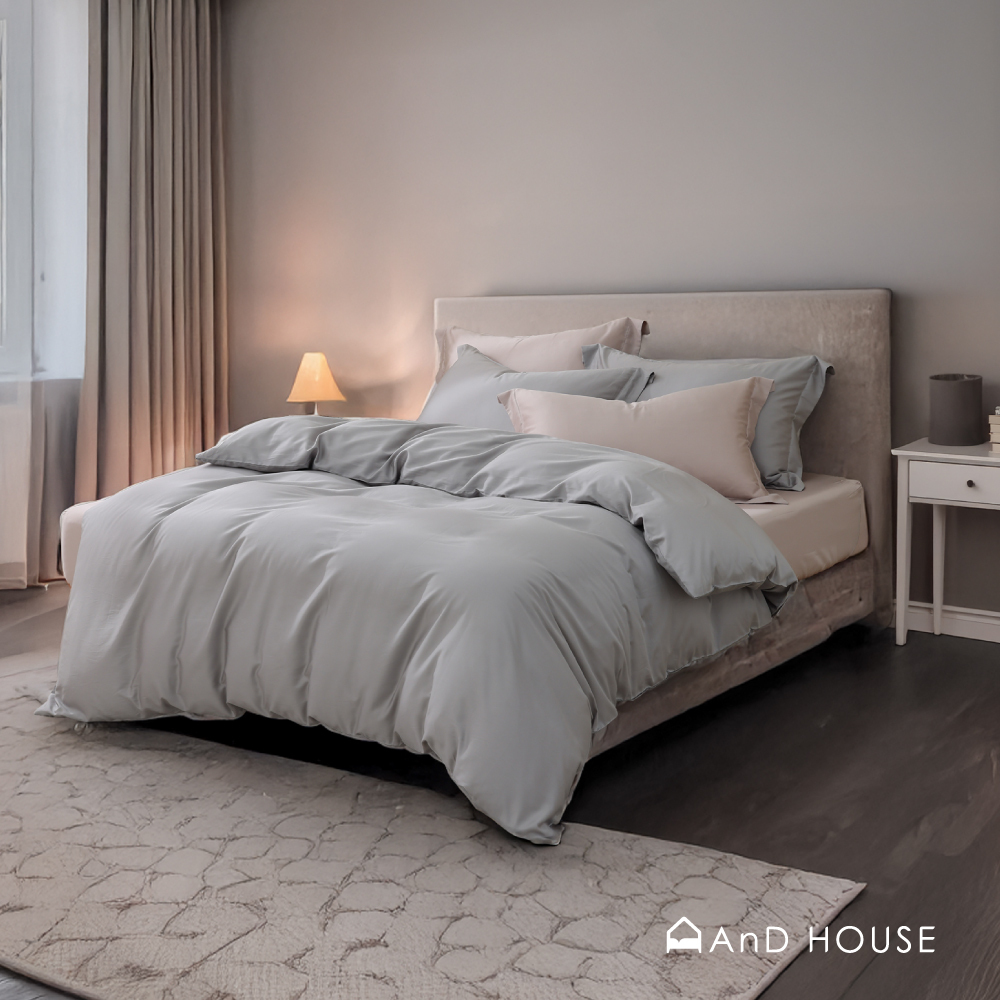 60支天絲棉｜67%天絲&33%純棉｜雙色配｜淺石灰ｘ灰霧粉