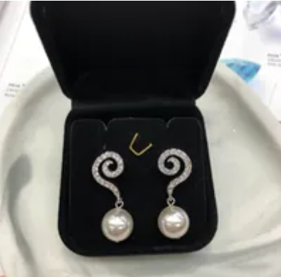 [S] GEMZ & CO RCS EARRINGS 10M,WHITE PEARL, EA-106 (Z229)