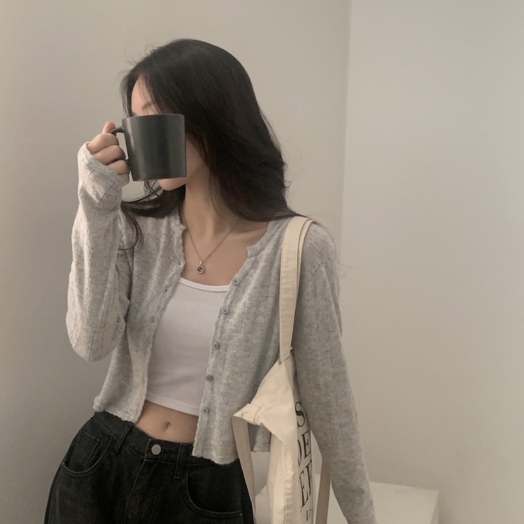 【優惠預訂】韓國縷空花紋針織外套（7色）