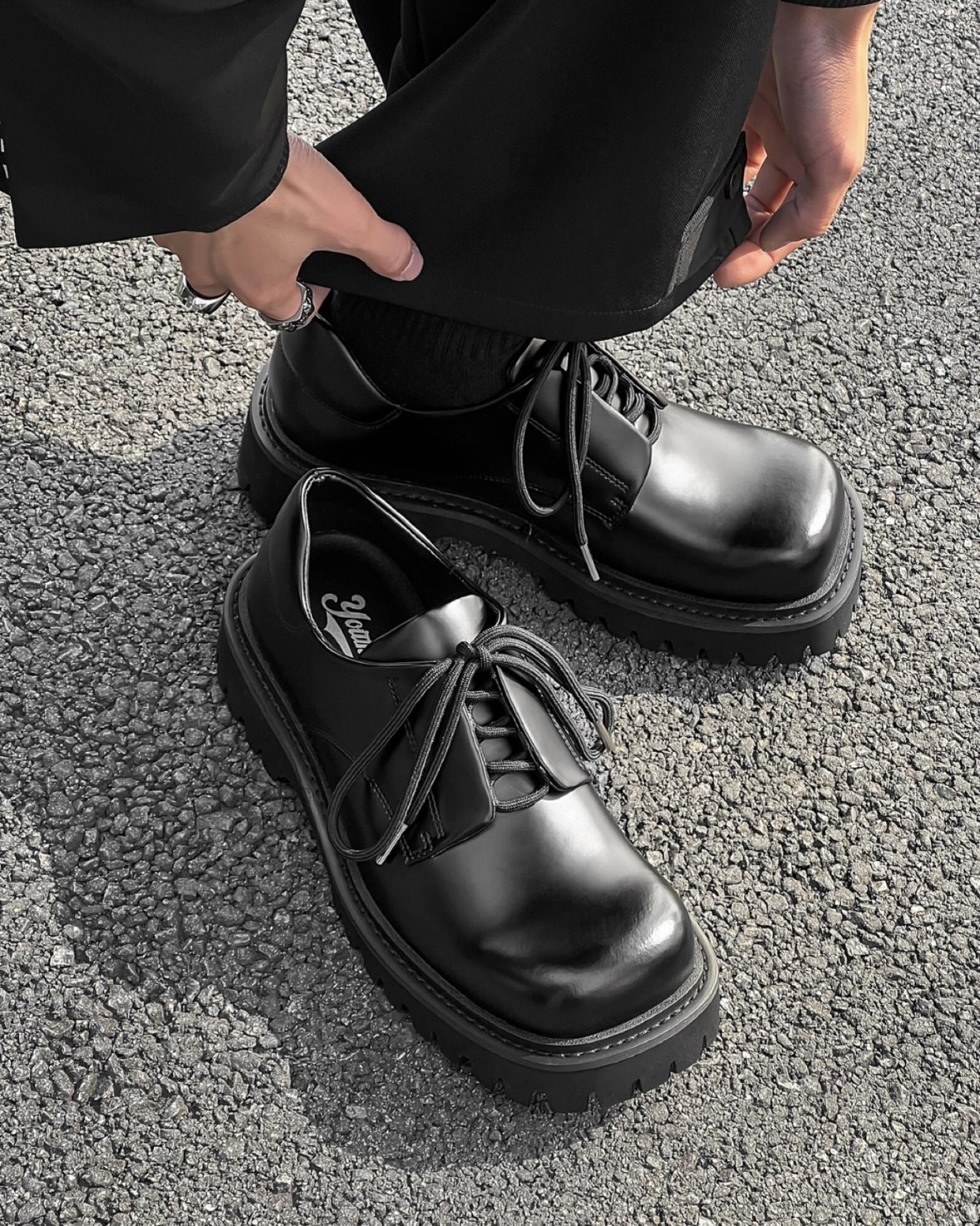 1997K 方頭德比鞋 牛皮 厚底 增高 皮鞋