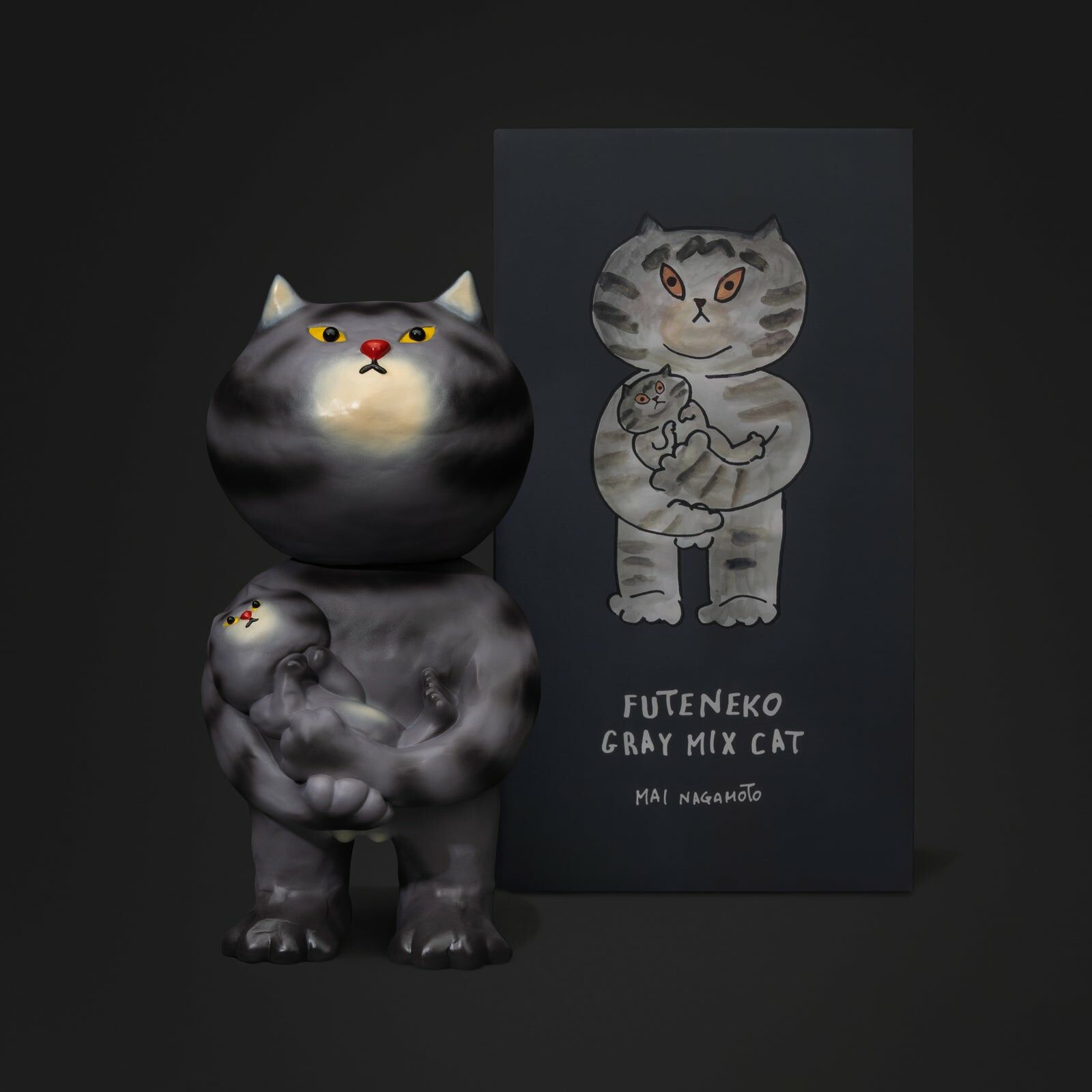 [全球限量50版]MAI-NAGAMOTO 長本真衣 灰色斑貓 藝術品 雕塑 #GT