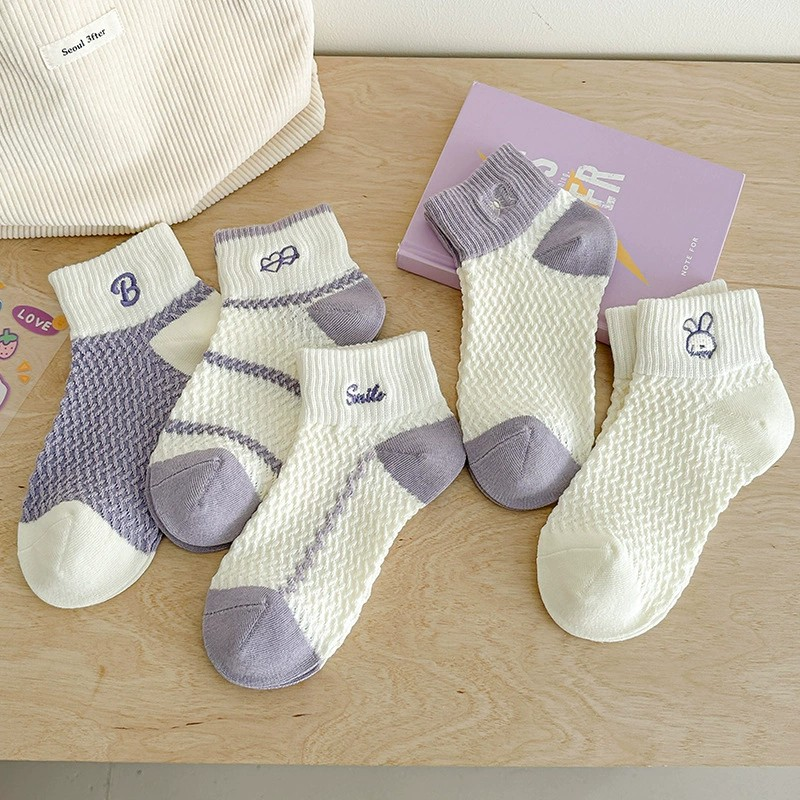 [3 PAIRS RM10] Thin Mesh Breathable Purple Ankle Socks