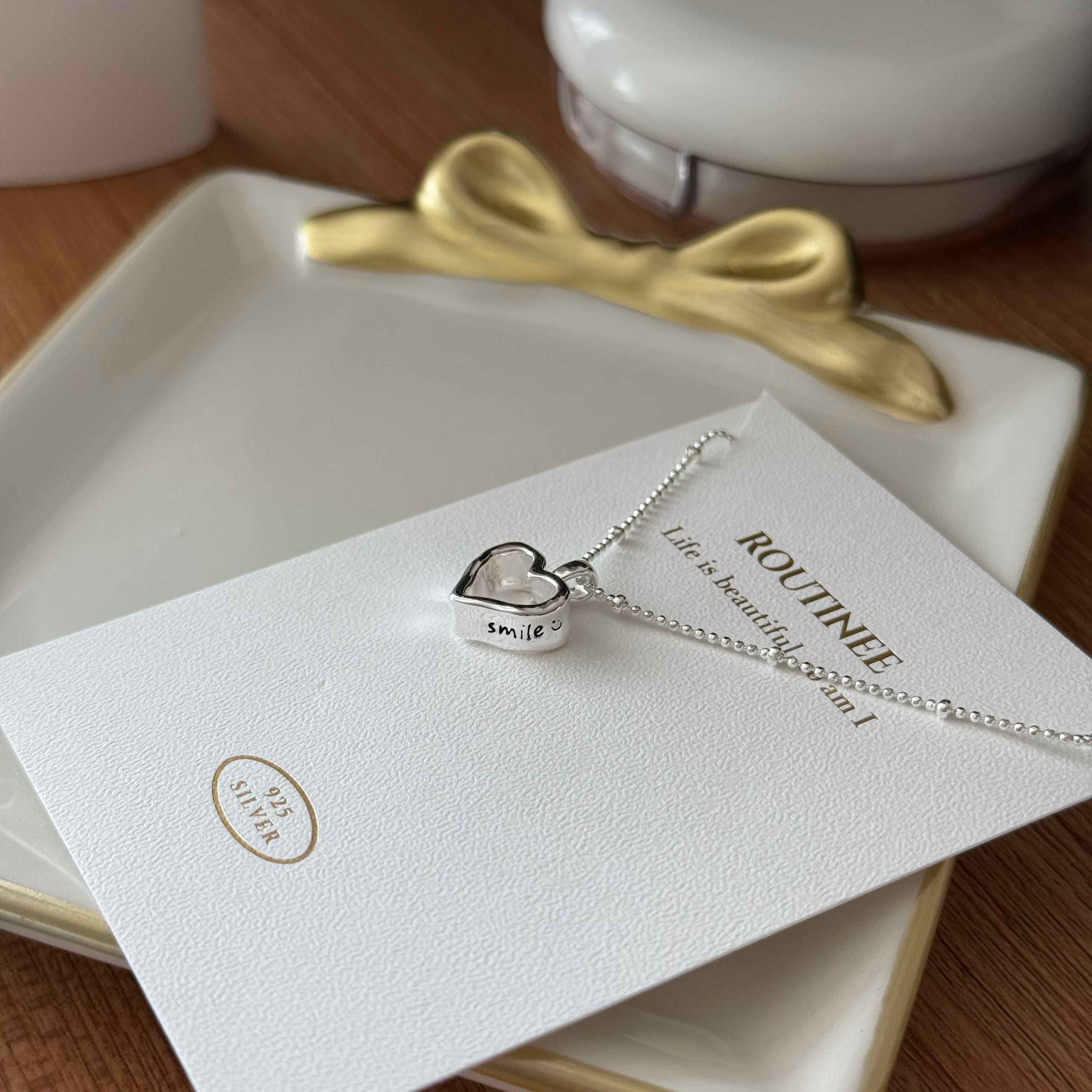 🇰🇷925 silver 厚磅愛心smile項鍊