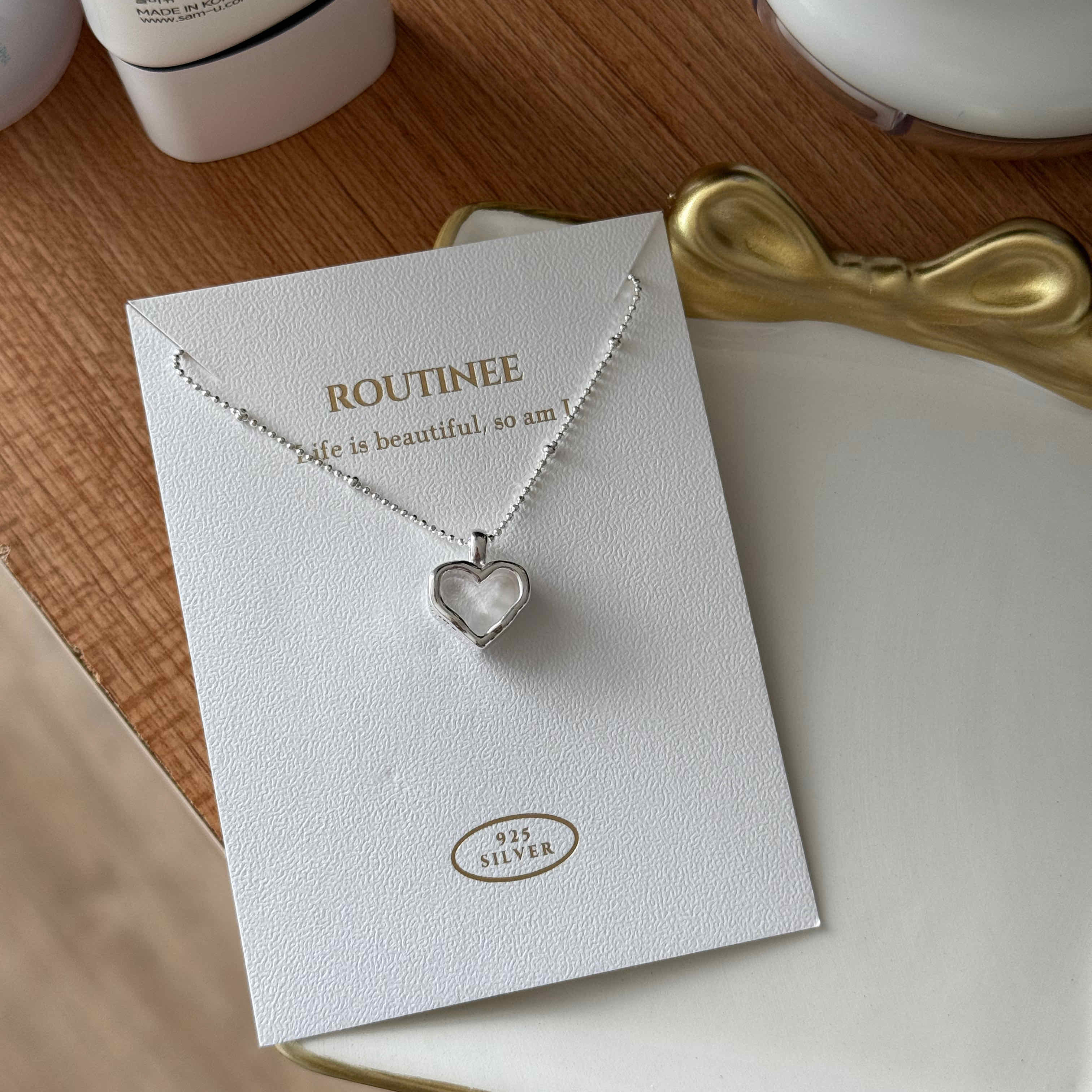 🇰🇷925 silver 厚磅愛心smile項鍊