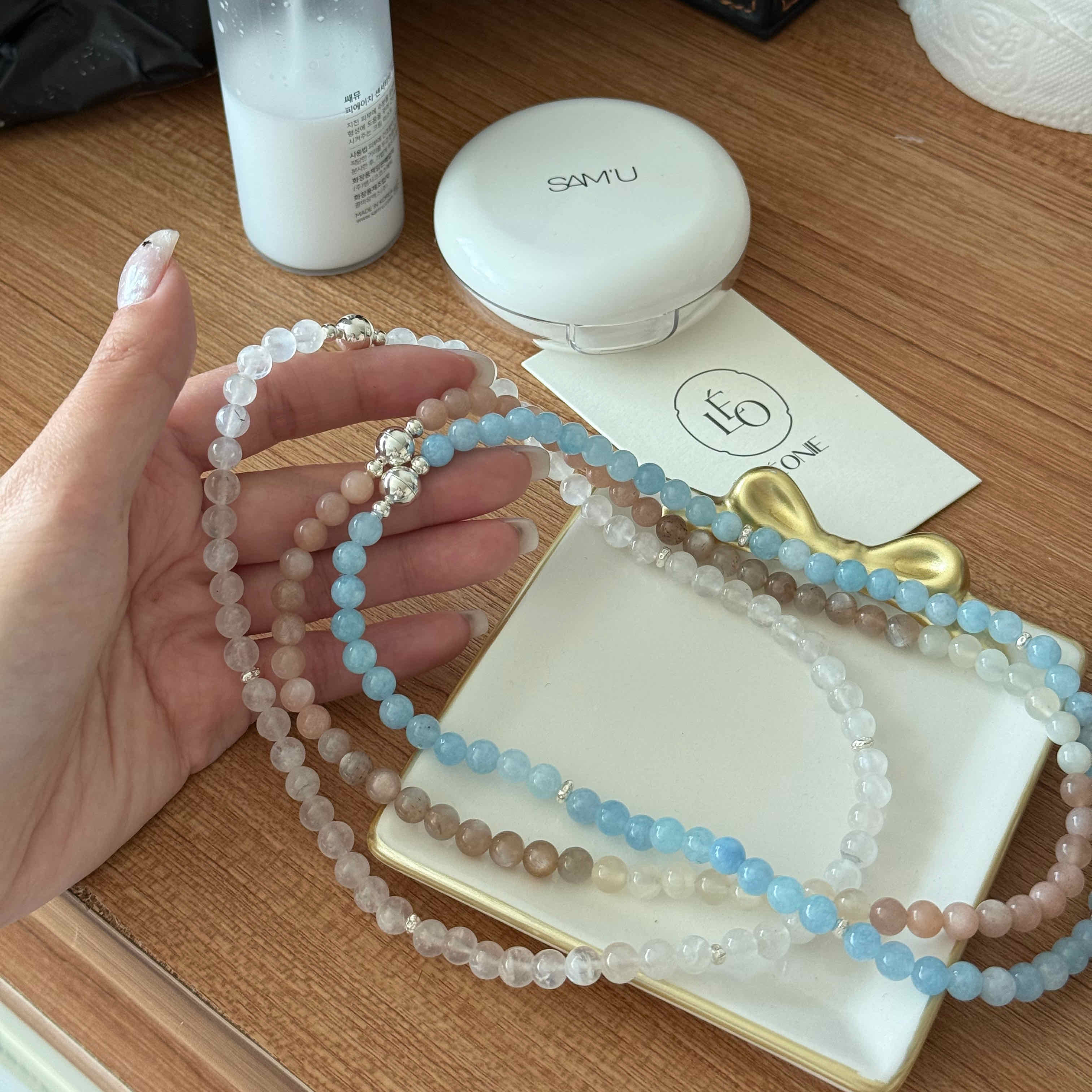 🇰🇷925 silver 磁吸天然石珠珠項鍊｜3 color