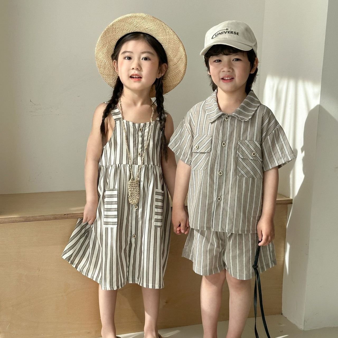 簡約條紋襯衫套裝