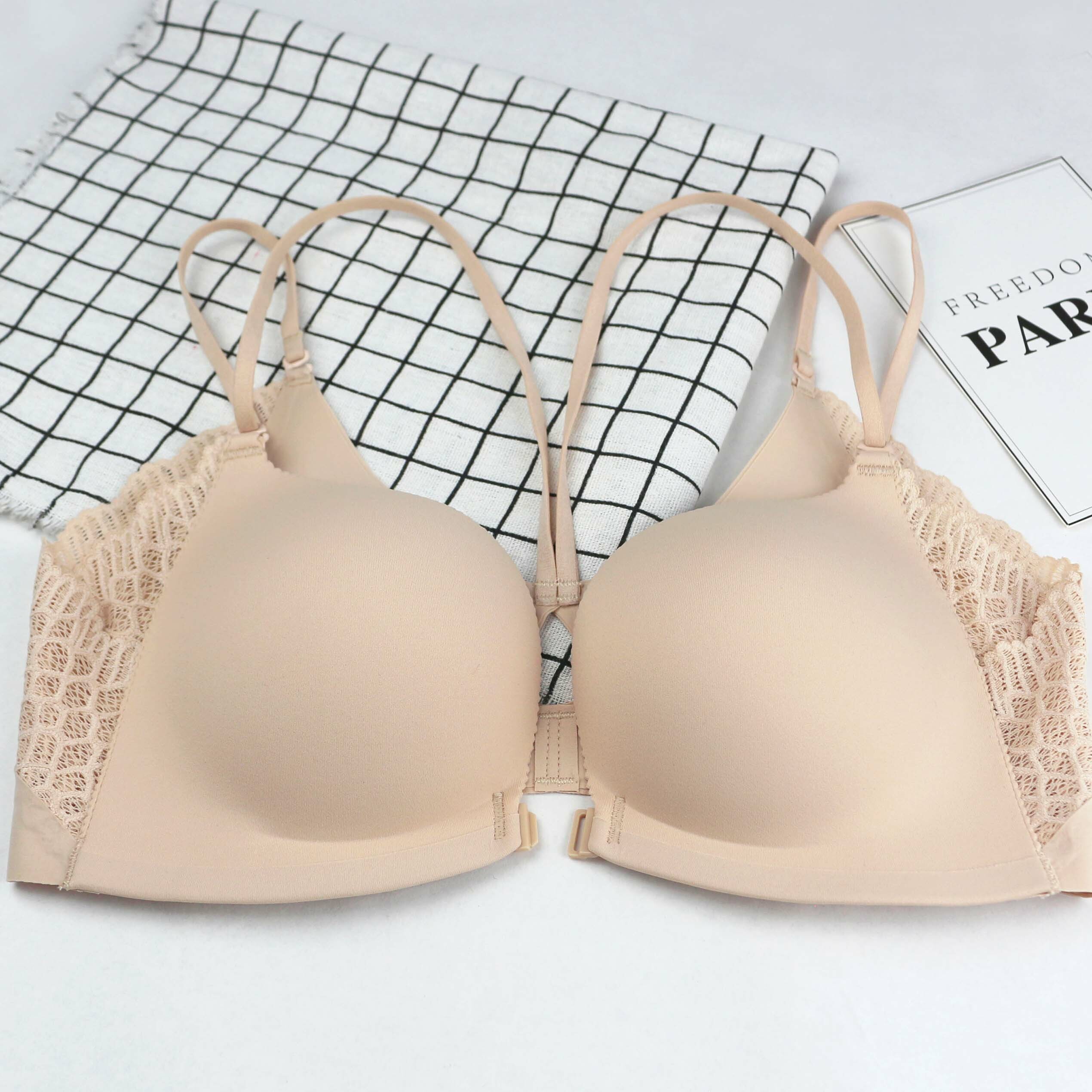 Butter-高檔蕾絲聚攏無鋼圈前扣內衣套裝-膚色 (三色) 內衣+內褲