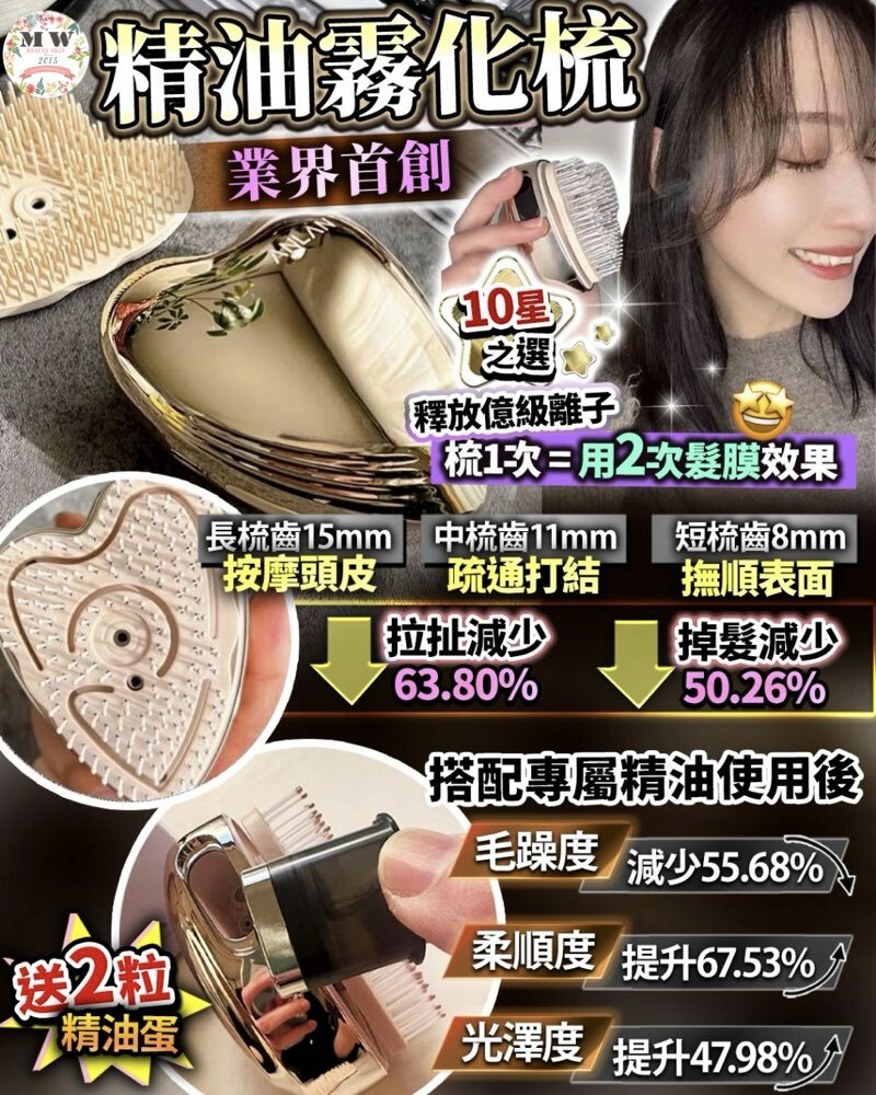 Anlan 精油霧化梳  送2粒精油蛋