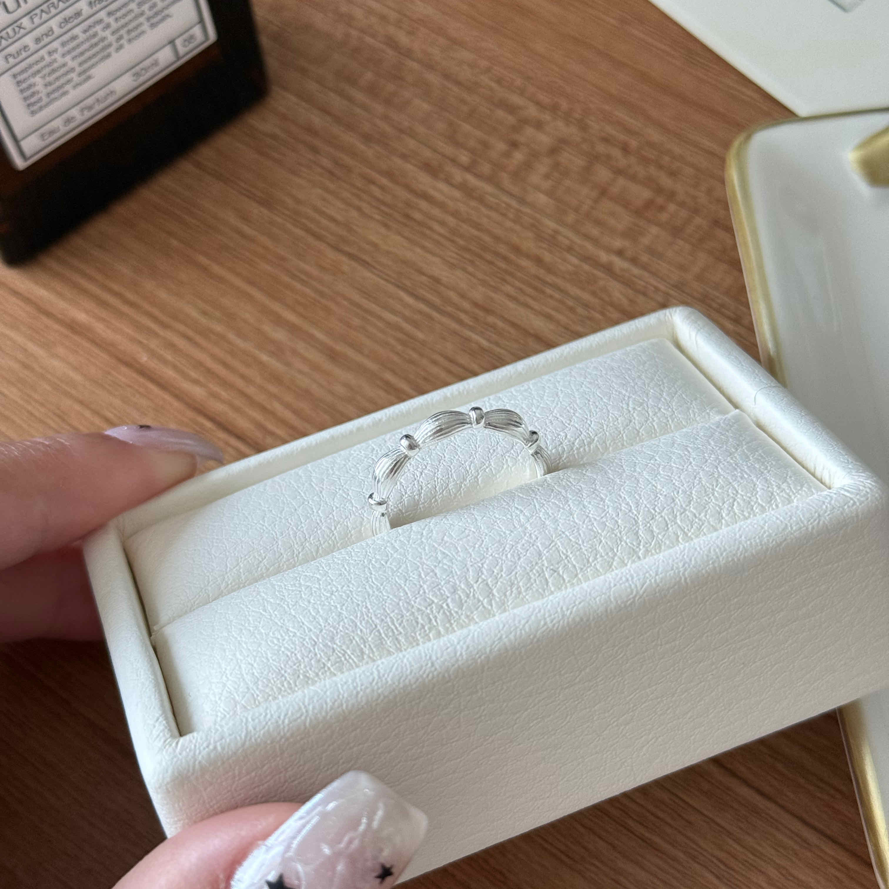 🇰🇷925 silver 線條波提開口戒