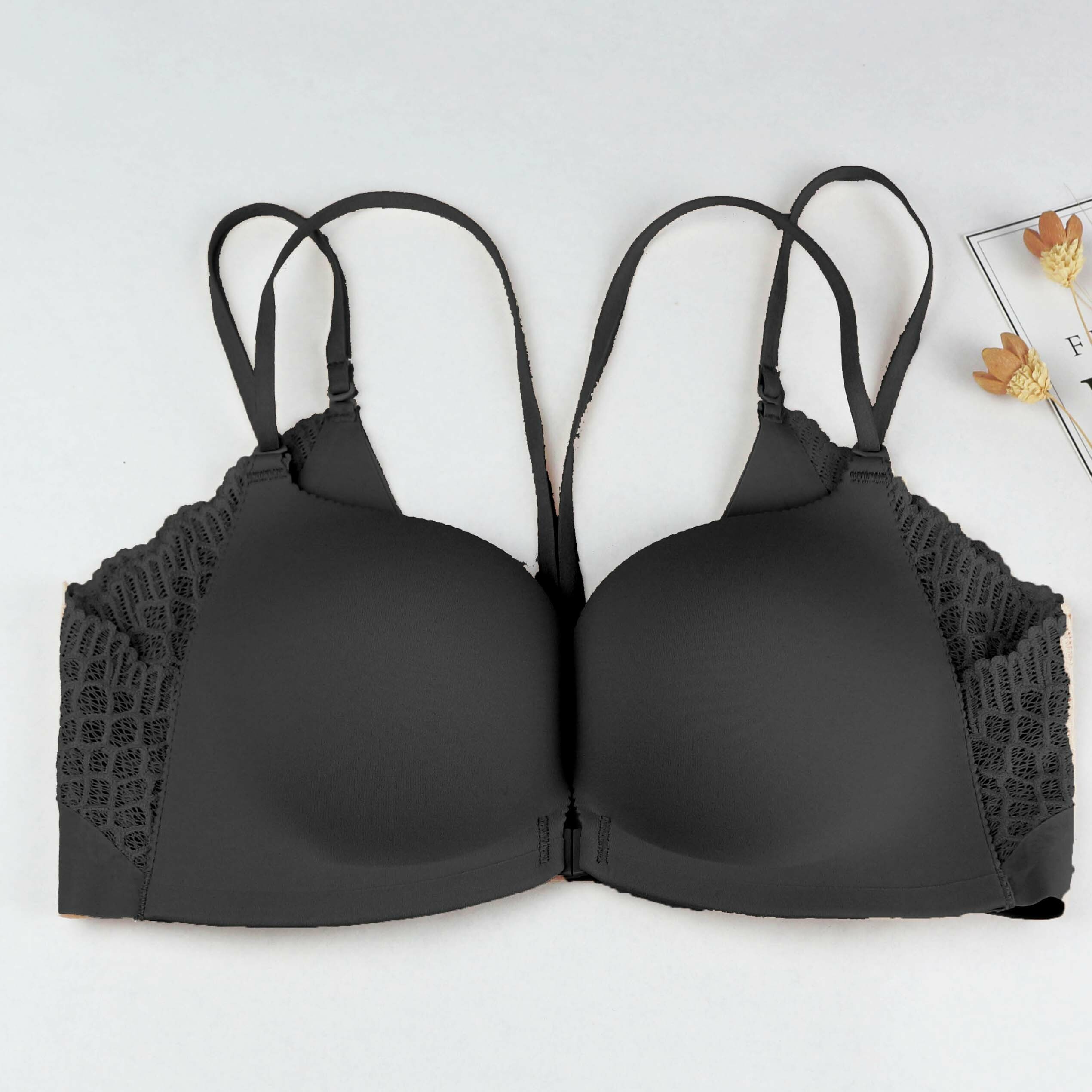 Butter-高檔蕾絲聚攏無鋼圈前扣內衣套裝-黑色 (三色) 內衣+內褲